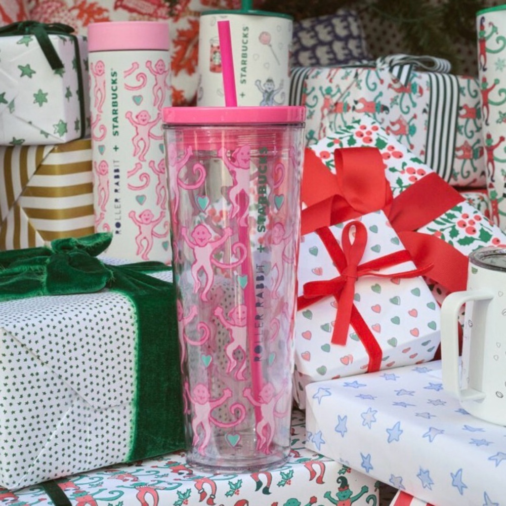 Starbucks x ROLLER RABBIT COLLAB Pink Monkey Tumbler Lovely Monkey
